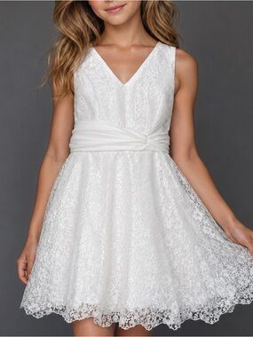 Joy Kids USA White Lace Special Occasion Dress – Girls Size 6 (1371)